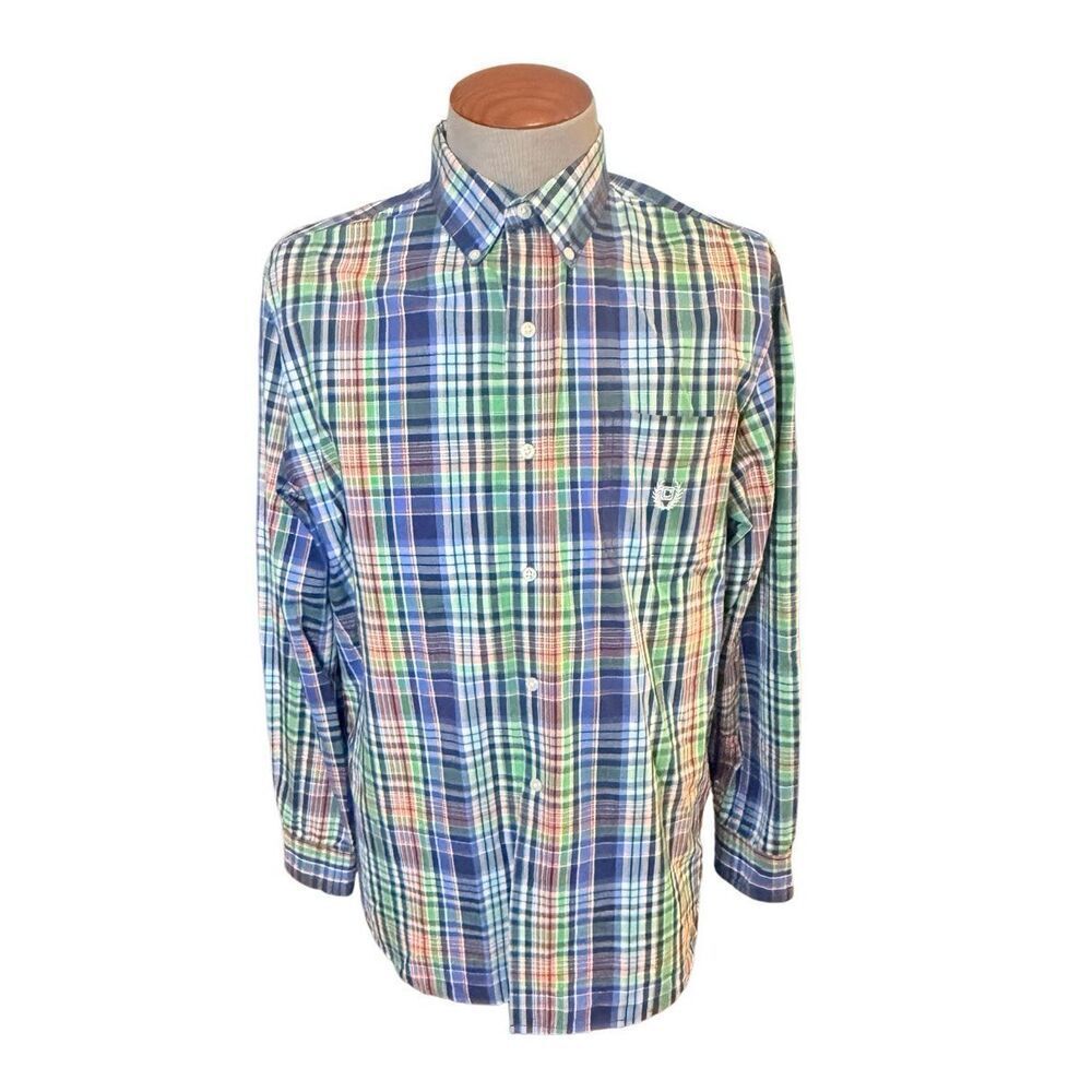 Chaps Button Down Shirt Mens Large Colorful Easy Care Long Sleeve Casual